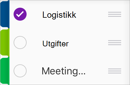 Velg inndelingen du vil flytte til en annen notatblokk