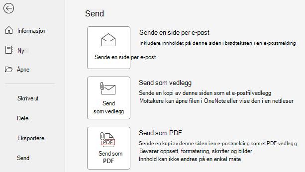 av Knappene Send som vedlegg og Send som PDF.