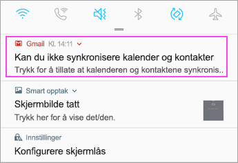 Åpne varslingslinjen