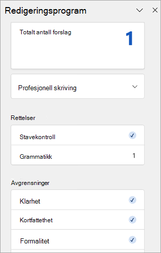 Skjermbilde av Redigering-ruten i Outlook