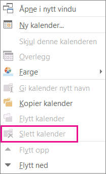 Slett-kommandoen er nedtonet