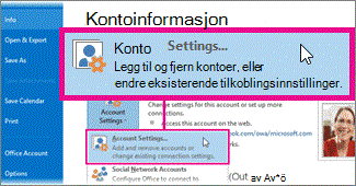 Kontoinnstillinger i Backstage-visningen