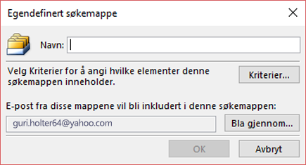 Skriv inn et navn på søkemappen