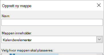 Dialogboksen Opprett ny mappe