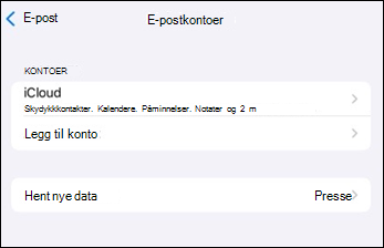 Legg til konto i e-postappen for Outlook Mobile på iOS
