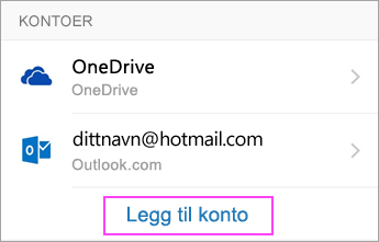 Trykk Legg til konto