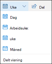 Velg kalendervisning, eller slå delt visning på eller av.