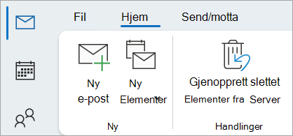 Velg Gjenopprett slettede elementer fra serveren for å gjenopprette meldinger som ikke lenger finnes i Slettede elementer-mappen