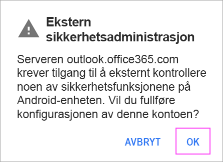 Klikk på OK for eventuelle ledetekster du får.