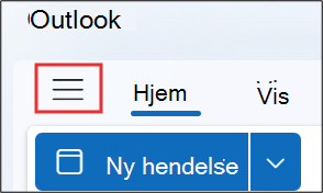 Skjermbilde som viser hva du må gjøre hvis du ikke ser Legg til kalender i outlook.com