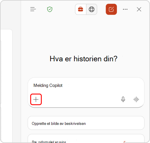 Legg til innhold-menyen uthevet