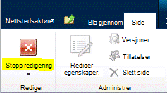 Stopp redigering-knapp på Side-fanen