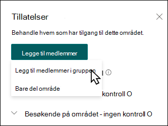 Forhåndsvisning av Legg til medlemmer-ruten