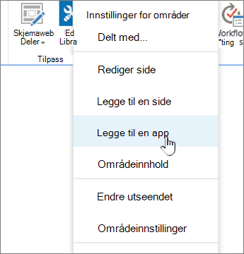 Legge til en app (liste, bibliotek)