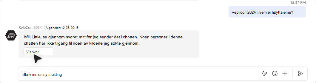 skjermbilde av Svar kan ikke legges til automatisk på grunn av tillatelsesproblemer