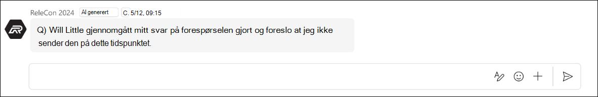 skjermbilde av Svar kan ikke sendes