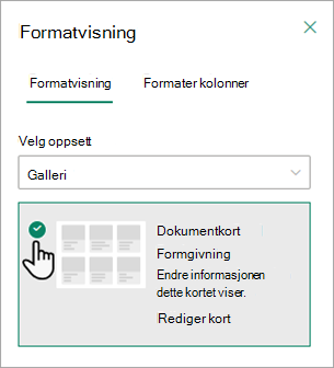 Du kan bruke Document Card Designer til å endre informasjonen som vises på hvert kort.