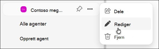 Skjermbilde av redigeringsagent i BizChat