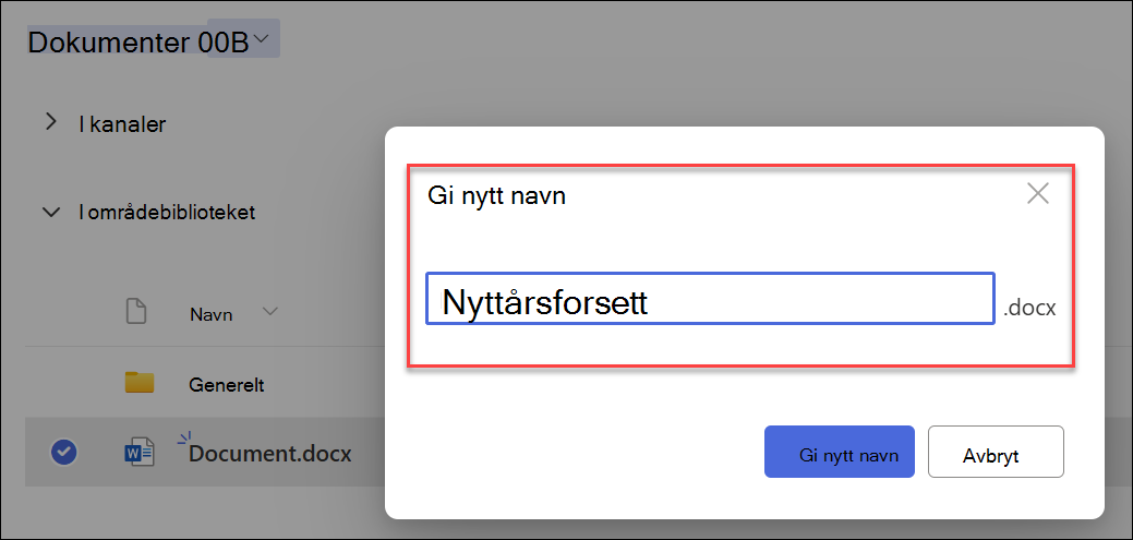 Skjermbilde av Skriv inn nytt navn