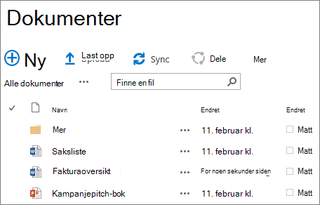 Bibliotek for SharePoint-nettsted