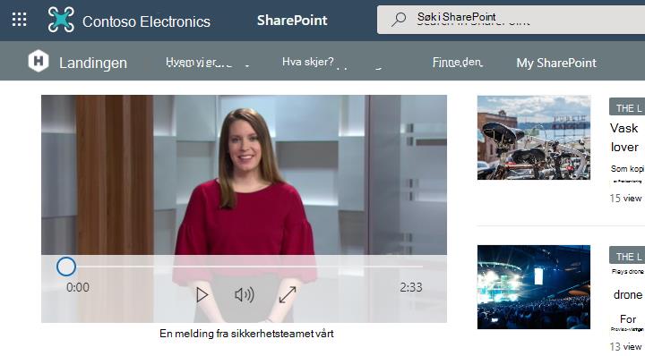 En nettdel for filvisningsprogram på en side med en video som fremheves for avspilling