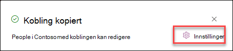 skjermbilde av koblingsinnstillinger for listeelementer