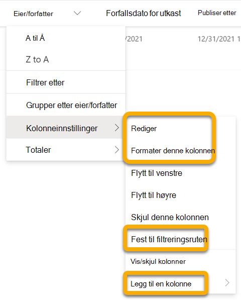 Når du arbeider frakoblet, er utilgjengelige alternativer nedtonet. Disse alternativene gjenopprettes når du er koblet til Internett.