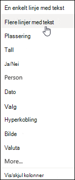 Flere linjer med tekst