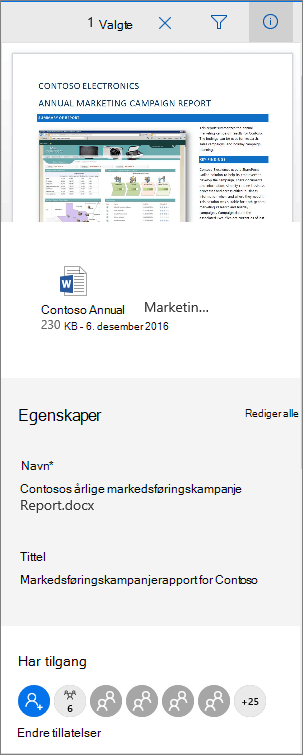 Office 365 – Metadatapanel for dokument
