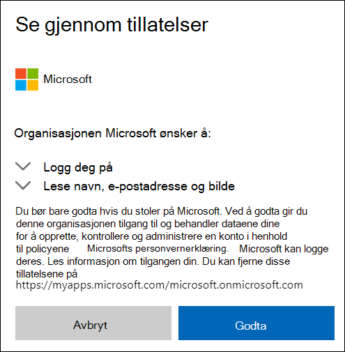 Tillatelsesvindu for ekstern deling i OneDrive.