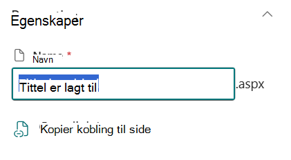 Sidenavn under sidedetaljer