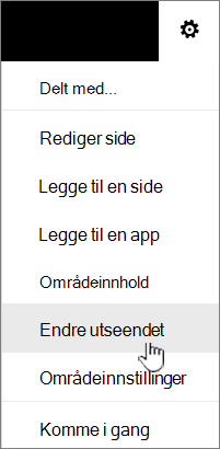 Innstillinger-menyen med Endre utseendet uthevet