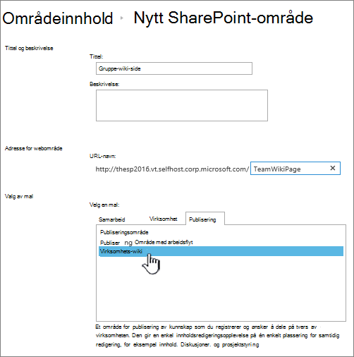 Legg til virksomhets-wiki uthevet