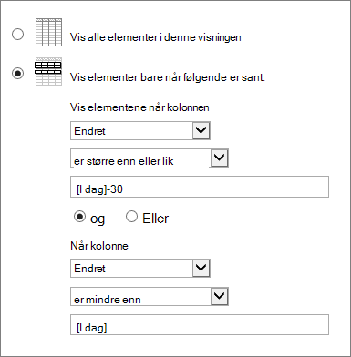 Filtrere ved hjelp av [Today]