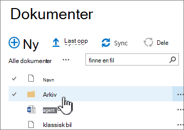 SharePoint 2016-dokumentbibliotek med uthevet mappe