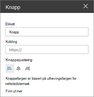 Egenskapsrute for nettdel for knapp