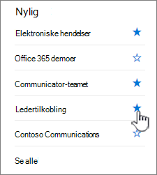 Klikk stjernen på et nettsted i det venstre navigasjonsfeltet