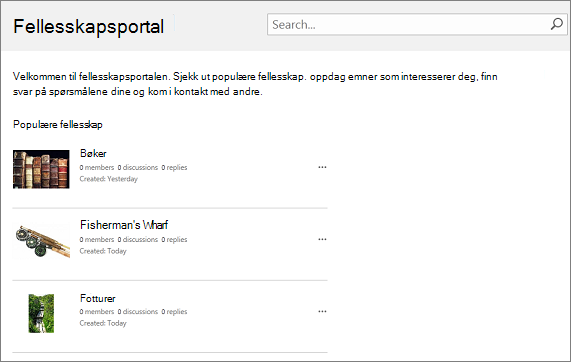 Eksempel på en fellesskapsportal