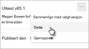 Kommandoen Slett versjon