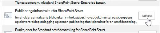 Aktivere funksjonen for publiseringsinfrastruktur