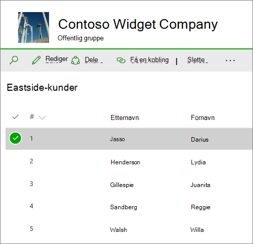 Liste i SharePoint Online