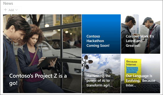 Fliser-oppsett for nettdelen Nyheter i SharePoint