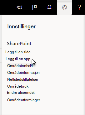 Innstillinger-menyen med Legg til en app uthevet