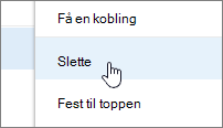 Slett menyelement på ellipsemenyen