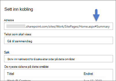 Eksempel på en kobling med bokmerke