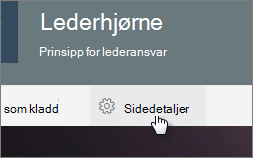 Sidedetaljer-menyen