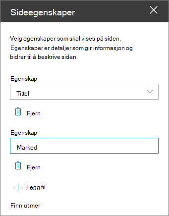 Nettdelrute for sideegenskaper