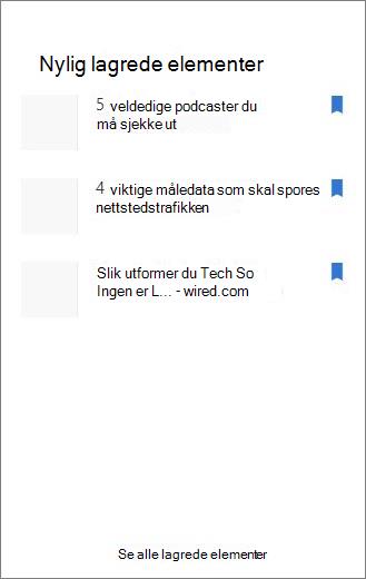 Nylig lagrede elementer