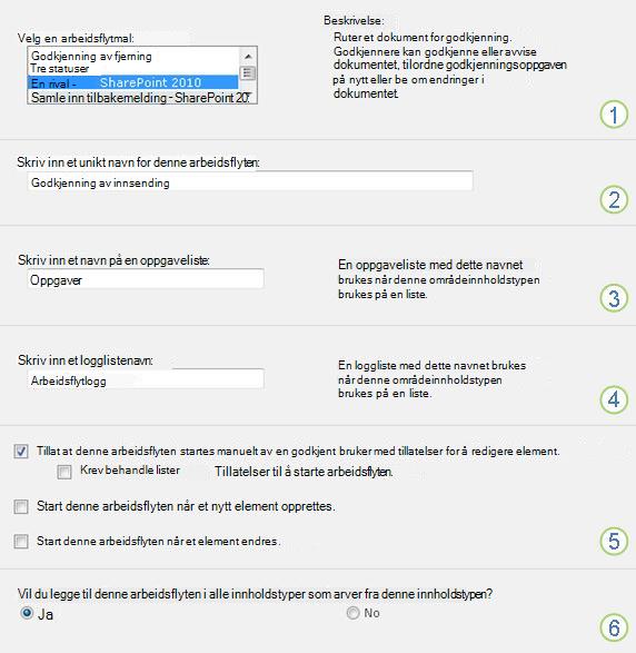 Første side i tilknytningsskjema, med nummererte forklaringer