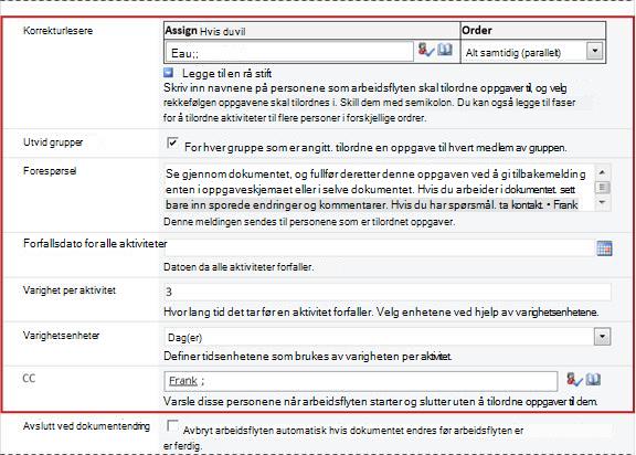 Andre side i tilknytningsskjemaet, med initieringsskjemafelter markert